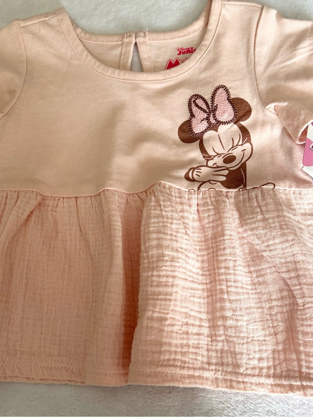 Disney Peach Pink Minnie Mouse Baby Peplum Top